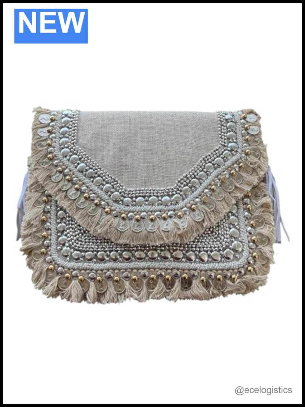 Embroidered Bohemian Sling Crossbody Purse with Chain
